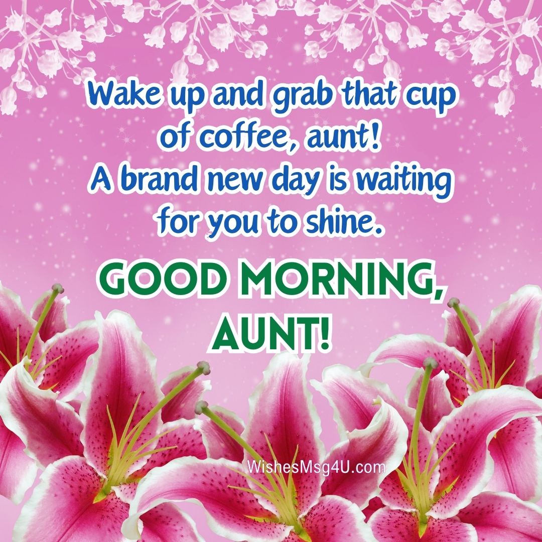 Wake up and grab that cup of coffee, aunt! A brand new day is waiting for you to shine. Good Morning Aunt.