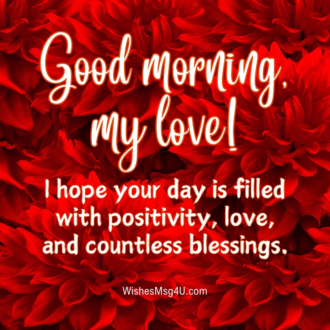 I hope your day is filled with positivity, love, and countless blessings. Good morning, my love.