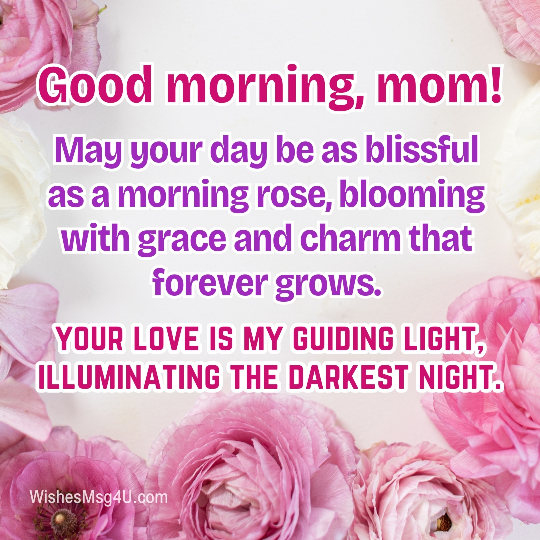 Your love is my guiding light, illuminating the darkest night. Good Morning Mom.