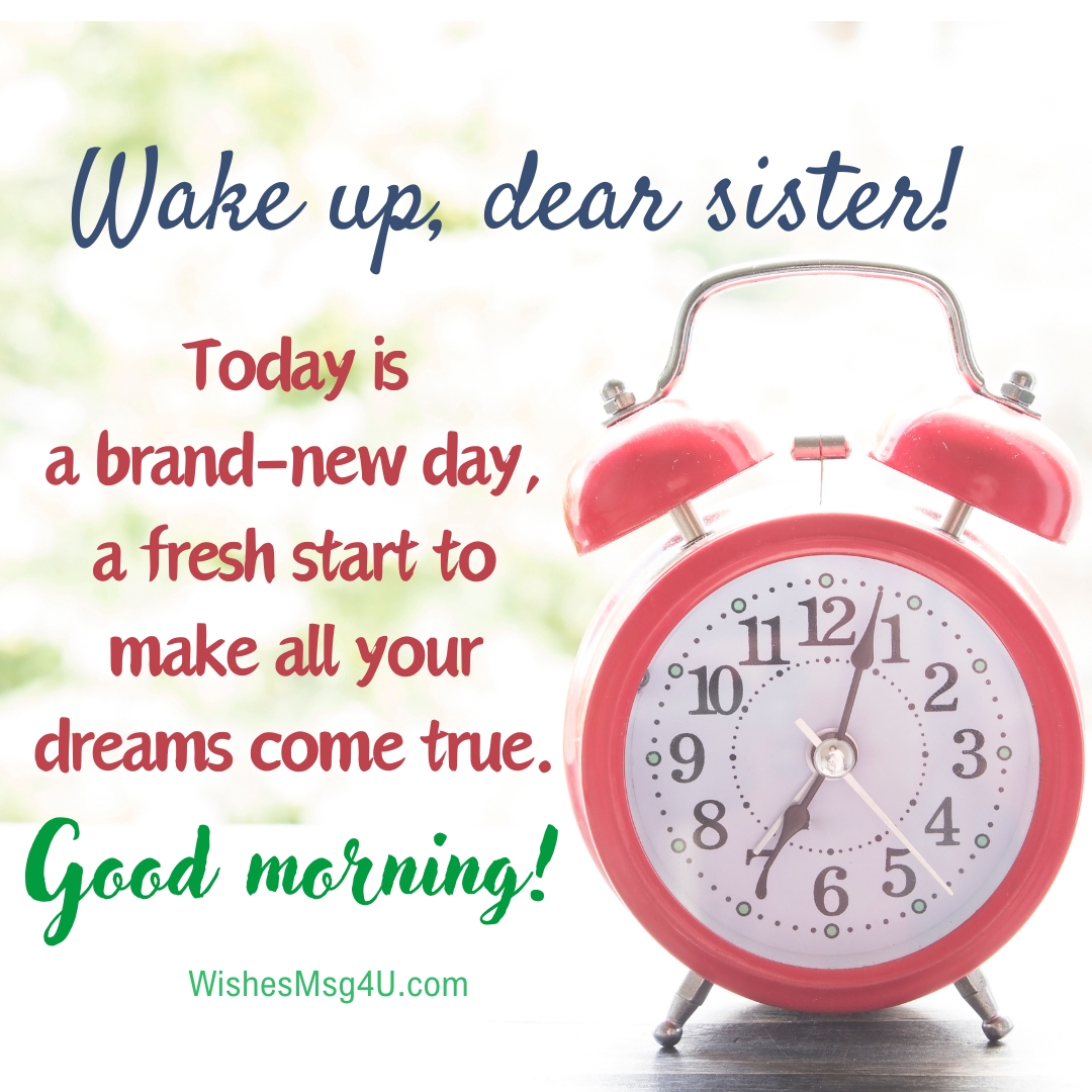 Today is a brand-new day, a fresh start to make all your dreams come true. Good Morning Sister.