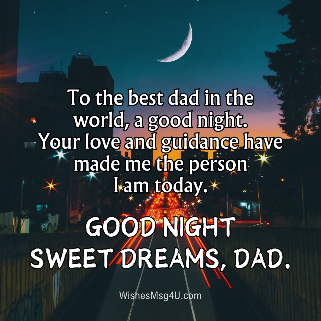 To the best dad in the world, a good night. Your love and guidance have made me the person I am today. Good Night Dad.