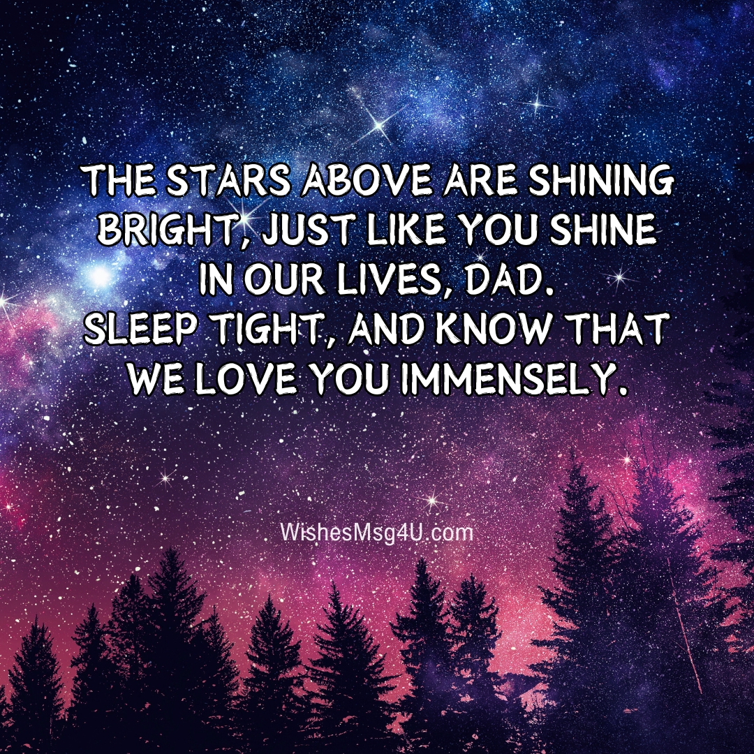 THE STARS ABOVE ARE SHINING BRIGHT, JUST LIKE YOU SHINE IN OUR LIVES, DAD. Good Night Dad.