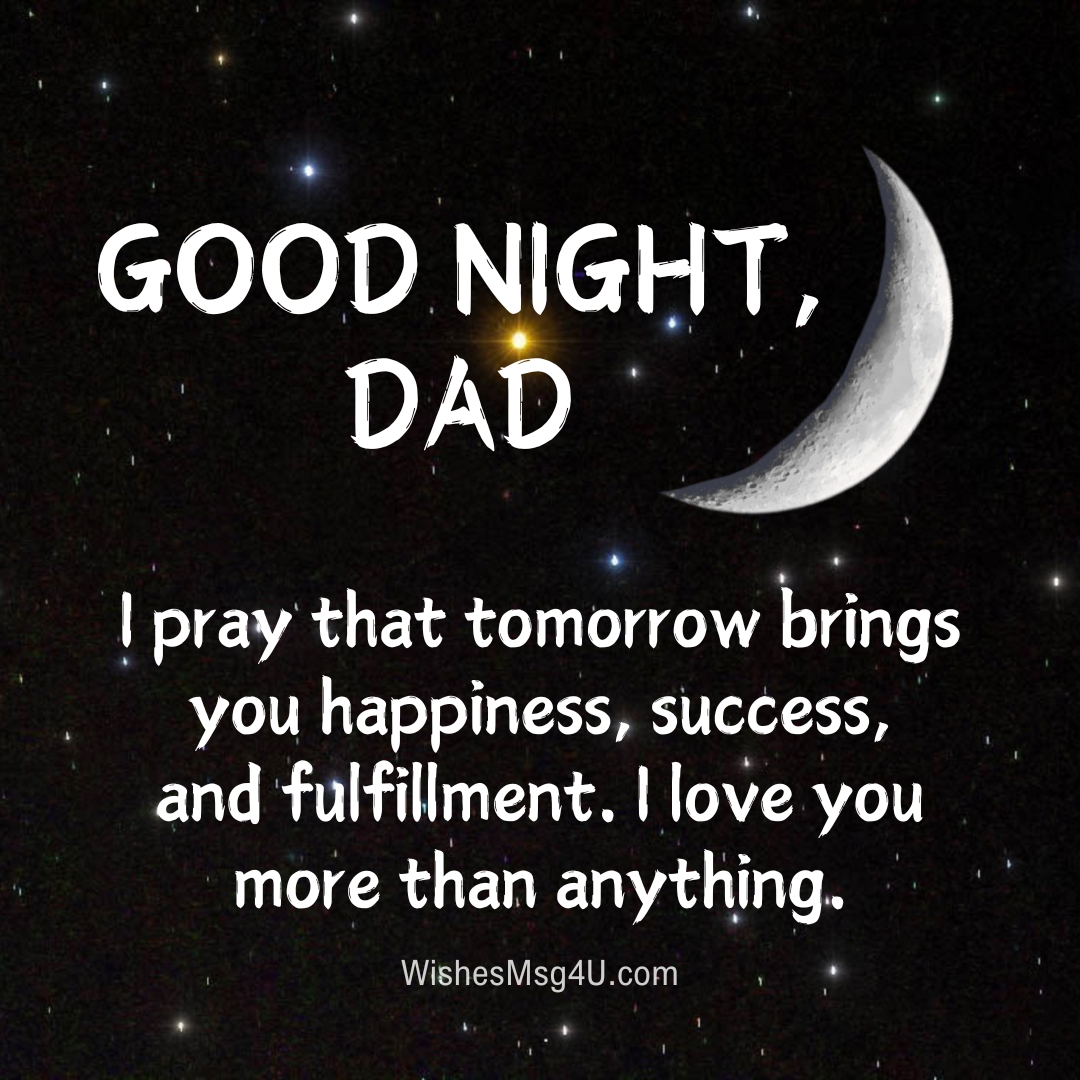 I pray that tomorrow brings you happiness, success, and fulfillment. Good Night Dad.