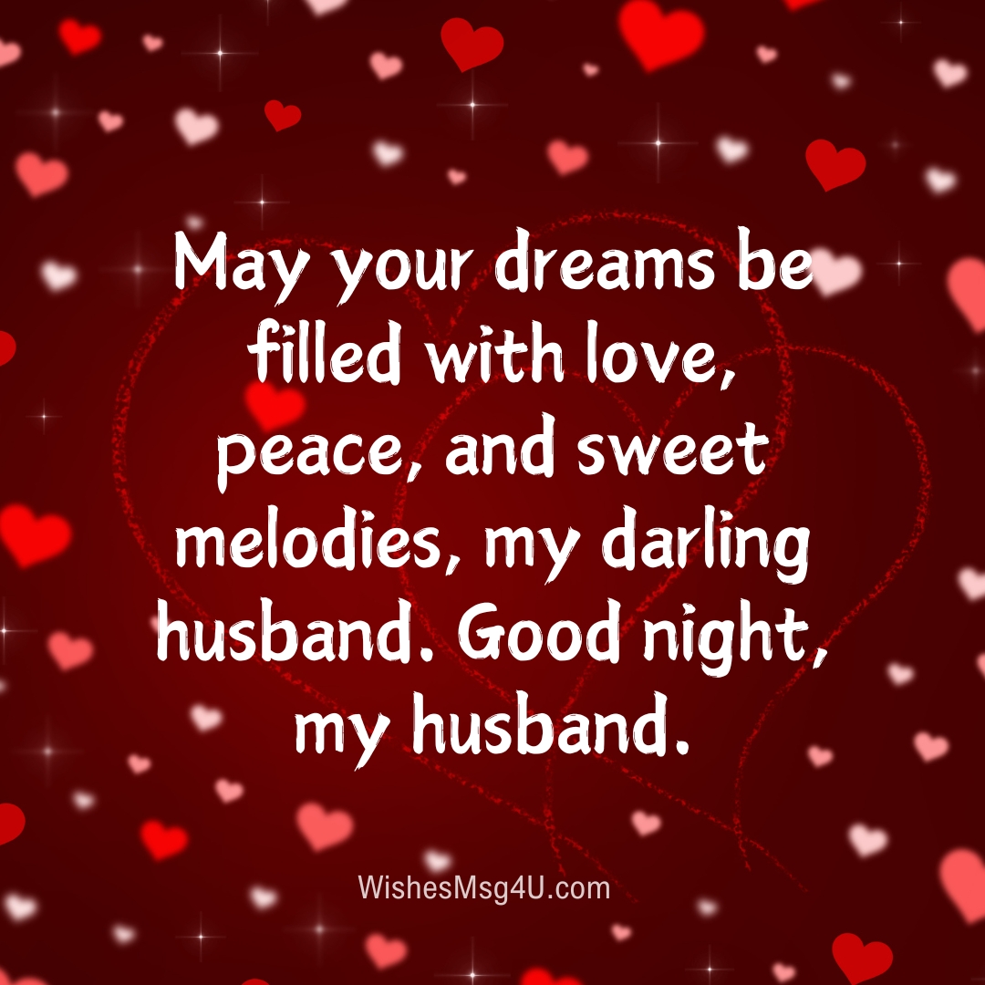 May your dreams be filled with love, peace, and sweet melodies, my darling husband. Good Night Husband.