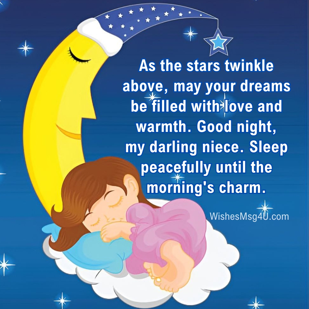 As the stars twinkle above, may your dreams be filled with love and warmth. Good Night Niece.