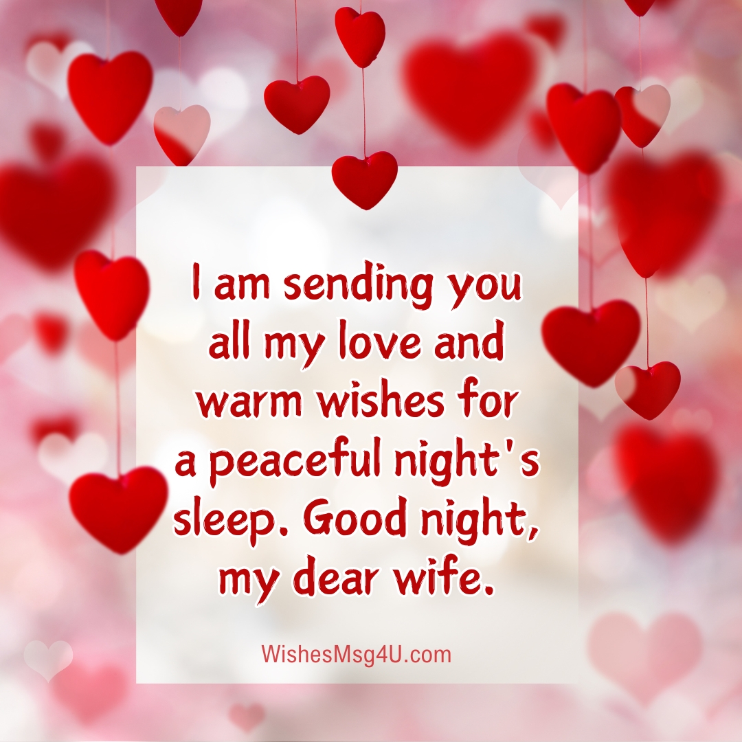 I am sending you all my love and warm wishes for a peaceful night's sleep. Good Night Wife.