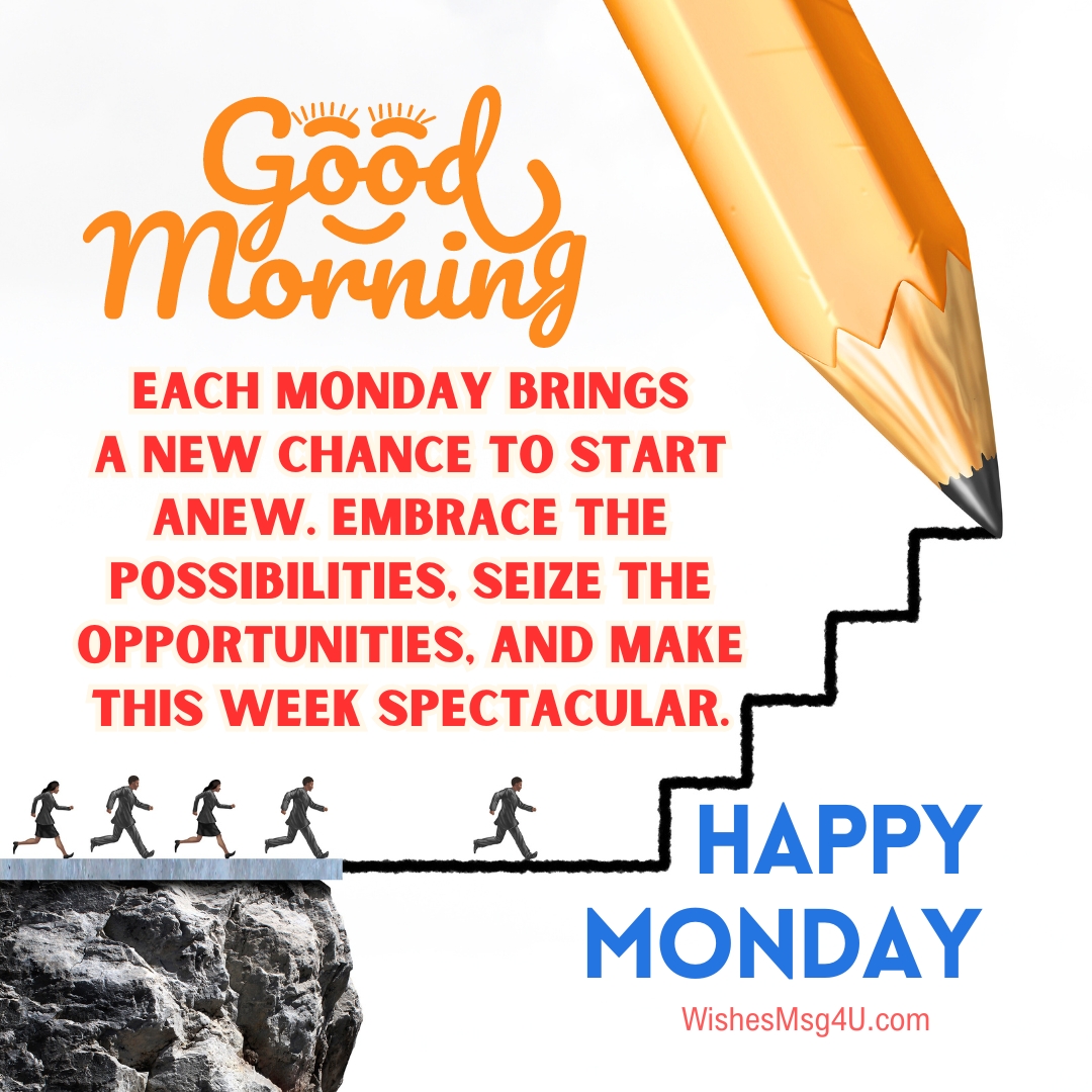 Each Monday brings a new chance to start anew. Embrace the possibilities, seize the opportunities. Good Morning Happy Monday.