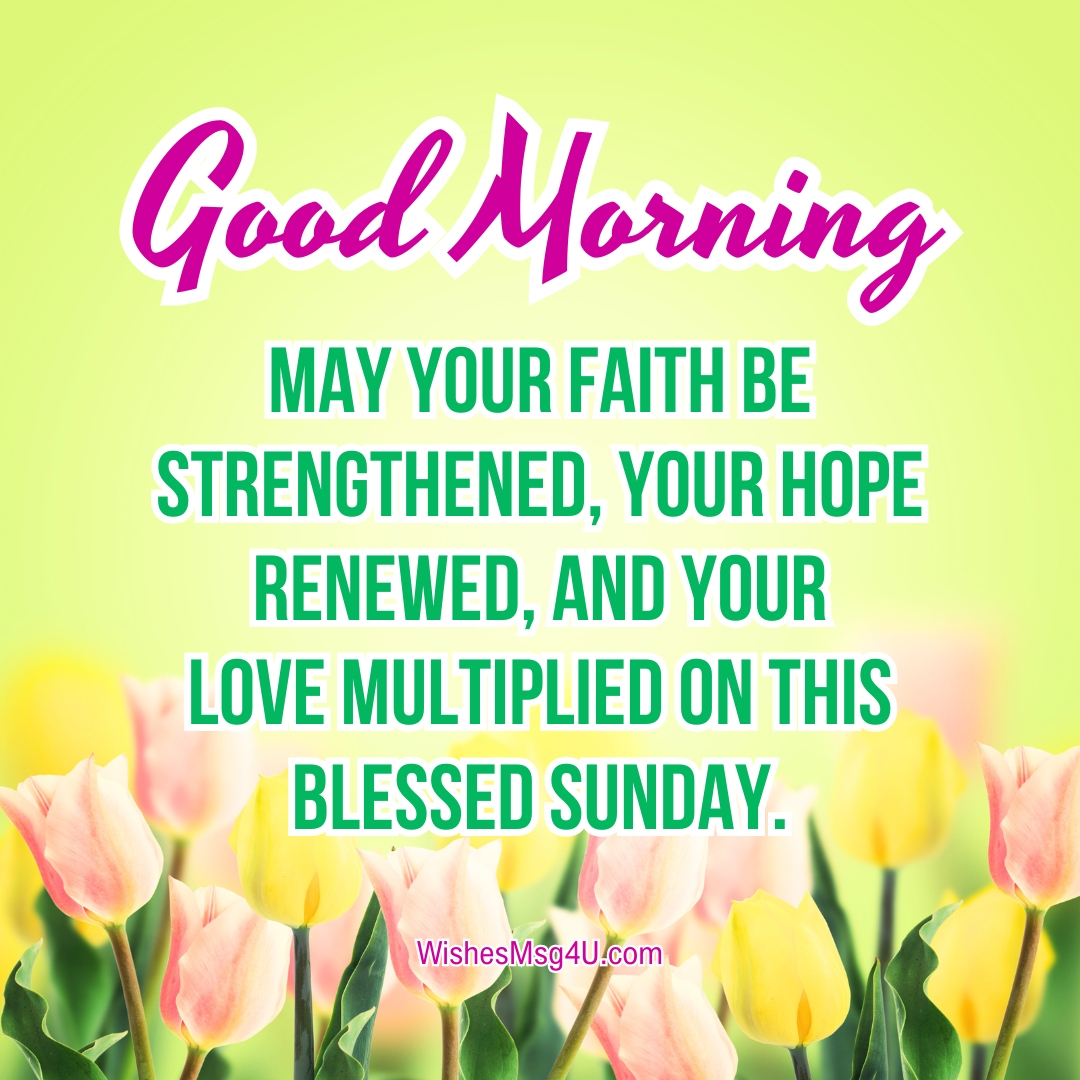 May your faith be strengthened, your hope renewed, and your love multiplied on this blessed Sunday. Good Morning Sunday Blessings.