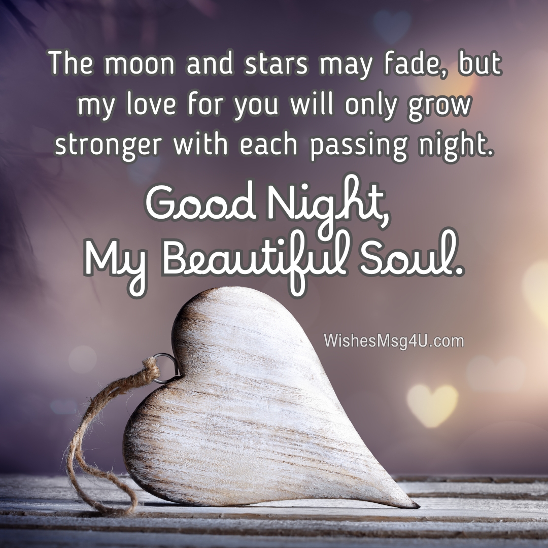 The moon and stars may fade, but my love for you will only grow stronger with each passing night. Good Night, my love.