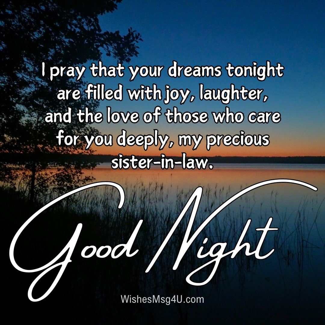 I pray that your dreams tonight are filled with joy, laughter, and the love of those who care for you deeply, my precious sister-in-law. Good Night Sister-in-Law.