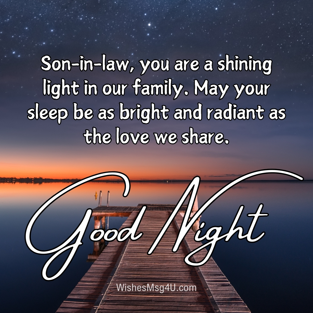 Son-in-law, you are a shining light in our family. Good Night Son-in-Law.