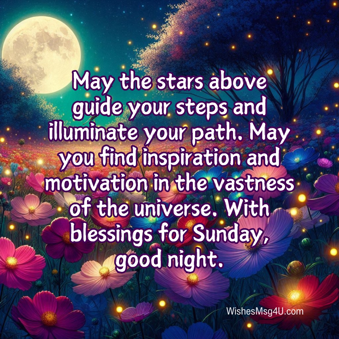 May the stars above guide your steps and illuminate your path. Good Night Sunday Blessings.