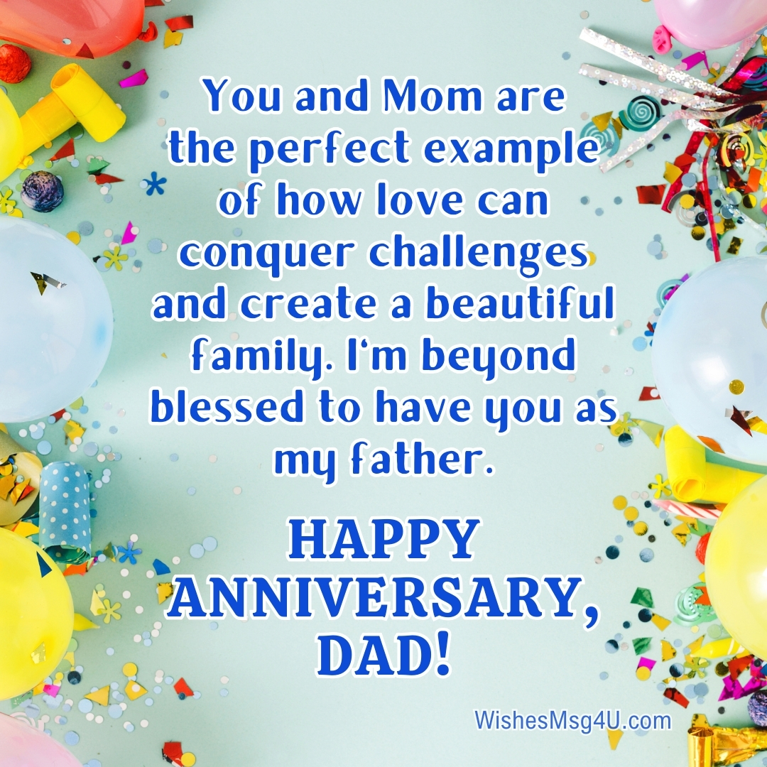 You and Mom are the perfect example of how love can conquer challenges and create a beautiful family. I'm beyond blessed to have you as my father. HAPPY ANNIVERSARY, DAD!