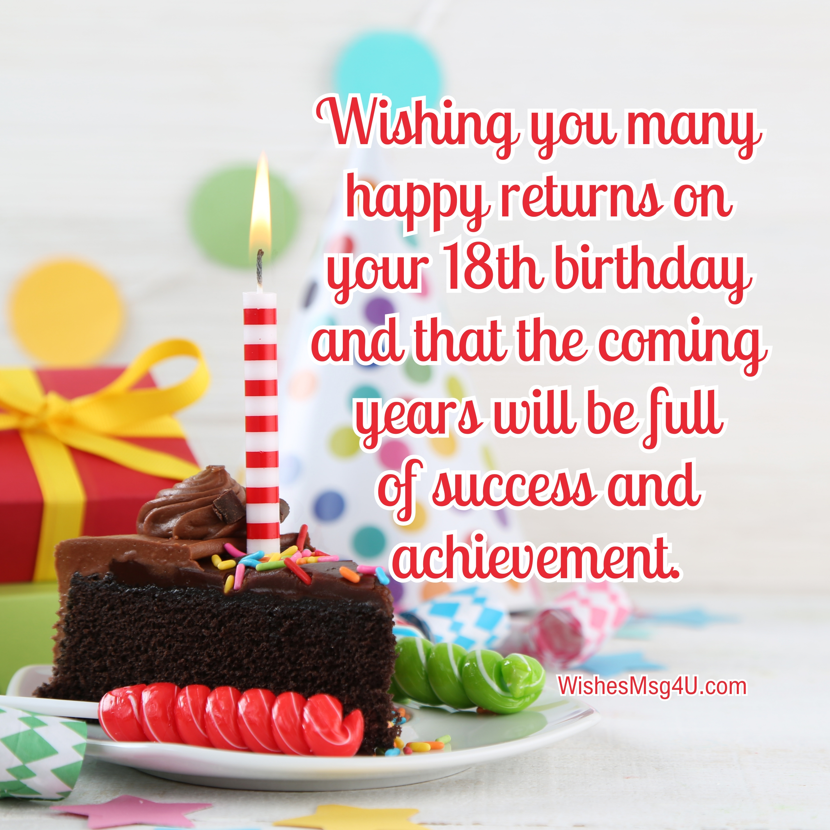 Wishing you many happy returns on your 18th birthday and that the coming years will be full of success and achievement. Happy 18th Birthday Niece.
