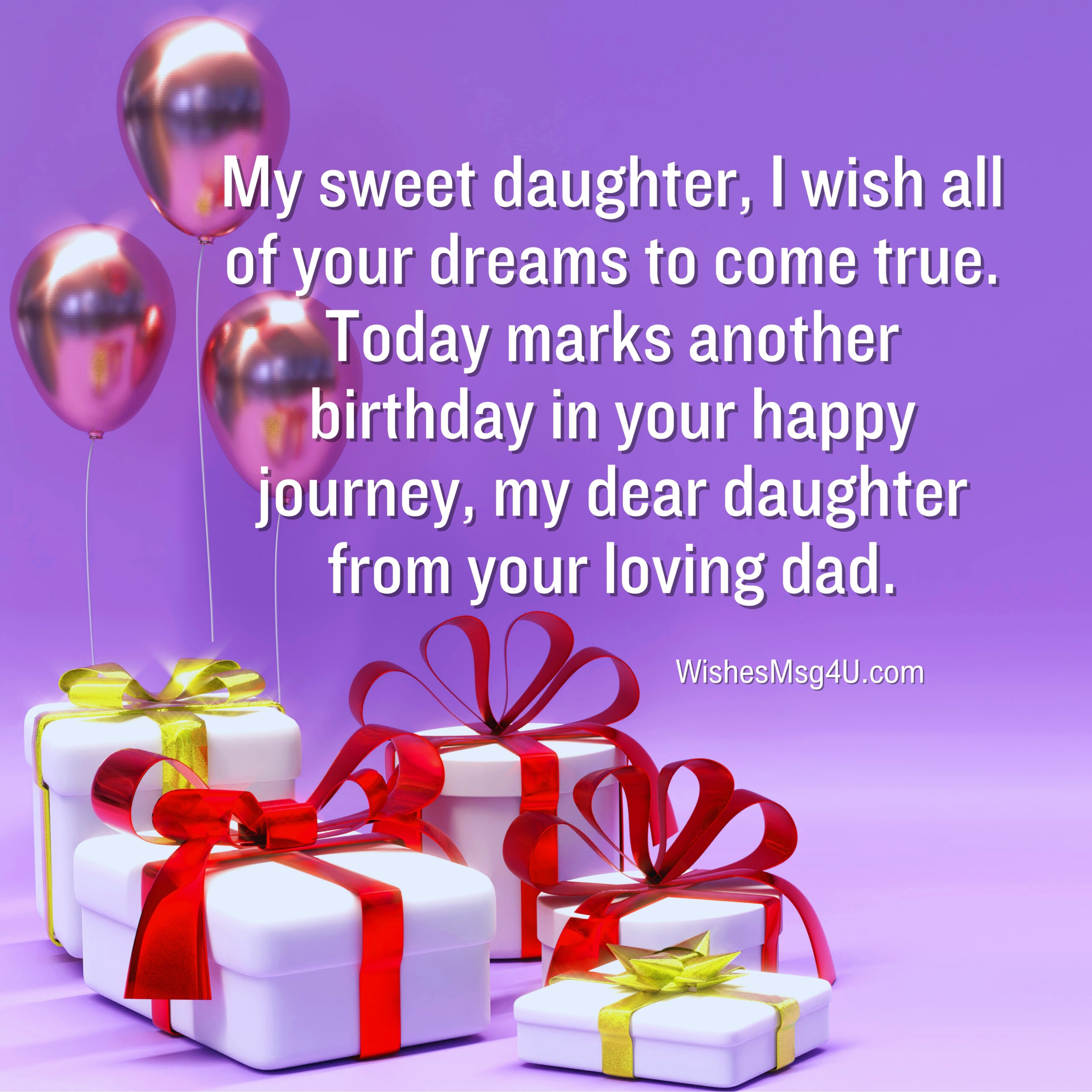 My sweet daughter, I wish all of your dreams to come true. Happy Birthday Daughter From Dad.